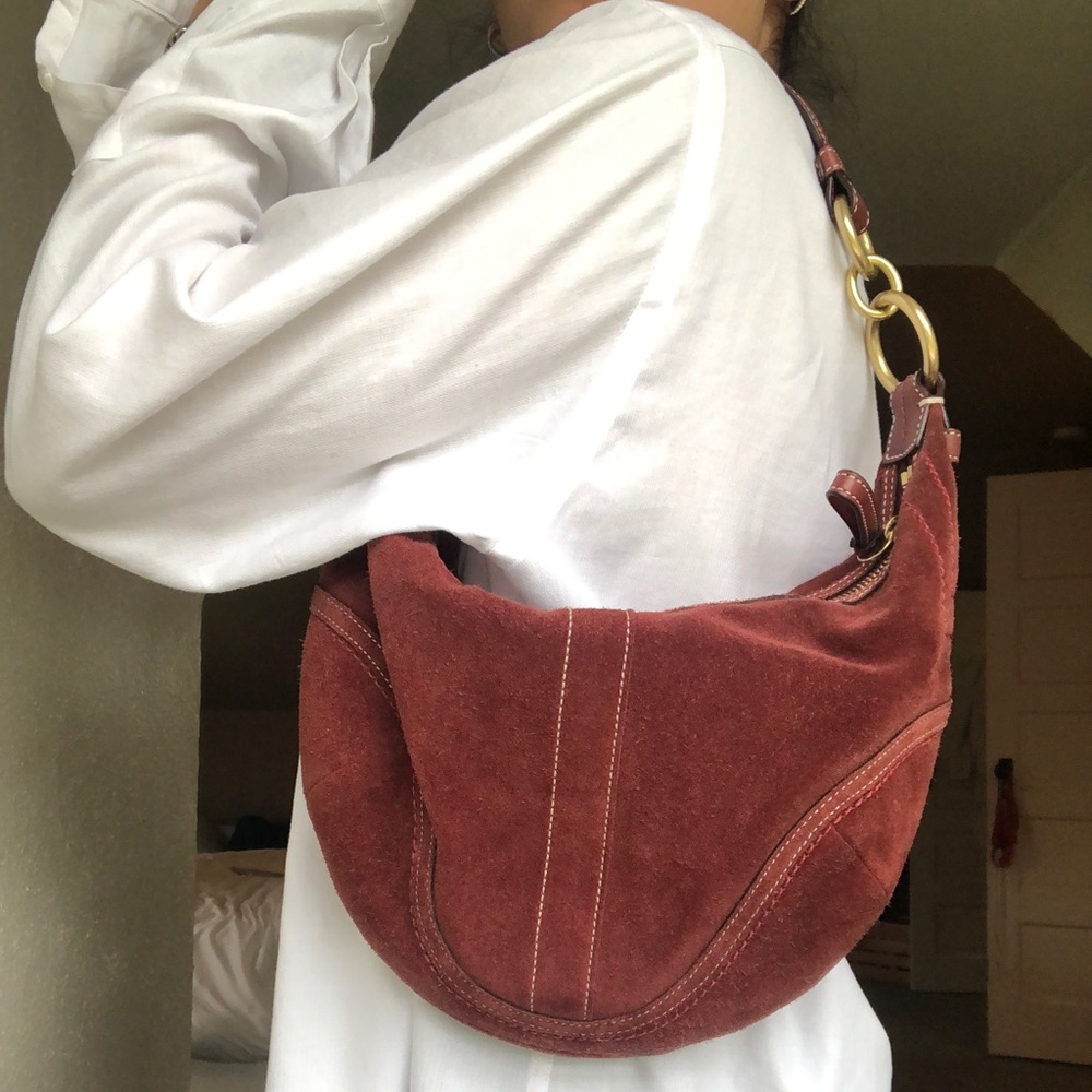 VINTAGE COACH SUEDE HOBO BAG